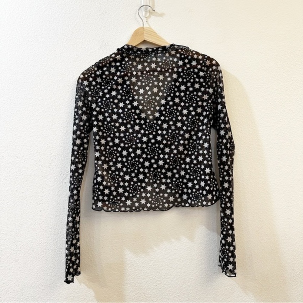 Free People Marne Star Print Sheer Mesh‎ Tie Front Coquette Blouse Top Size S - Picture 7 of 13